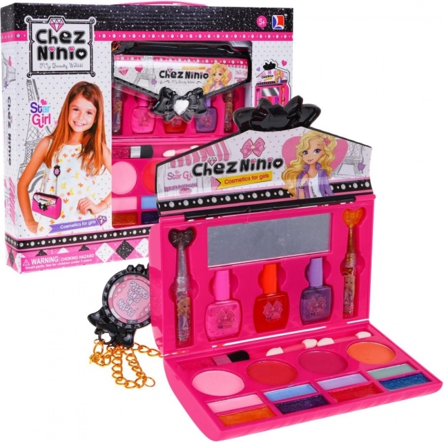 CHEZ NINIO set infantil de maquillaje en bolso rosa 5+
