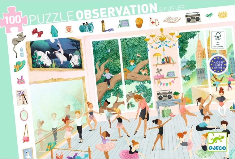 Puzzle de búsqueda Djeco Escuela de baile 100 piezas