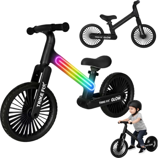 Bicicleta de equilibrio Trike Fix Glow LED para niños – negra