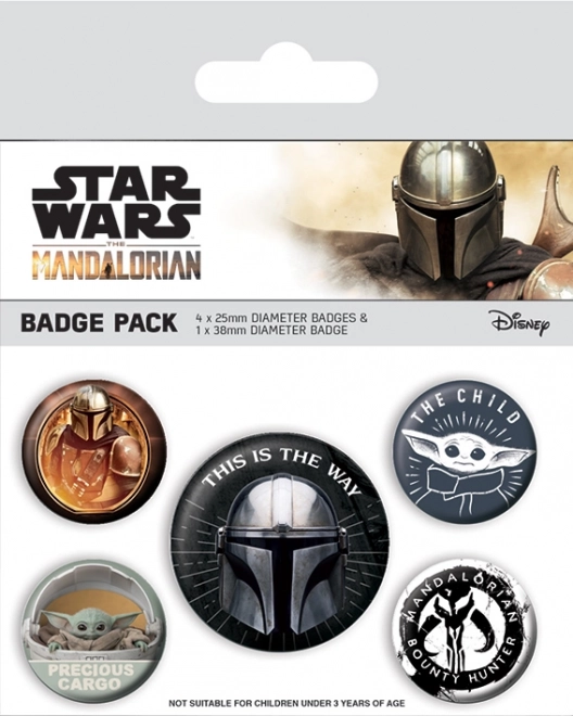 Pin esmaltado MANDALORIAN – set 38 mm + 4× 25 mm