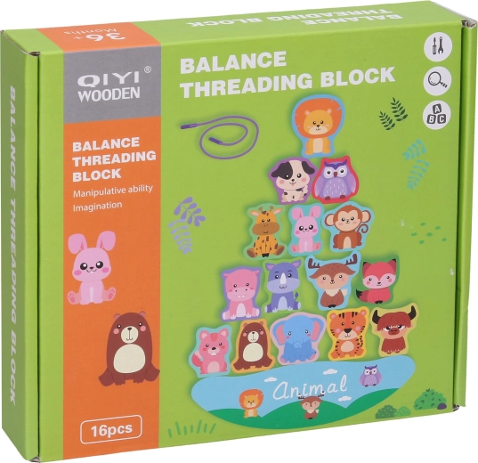 Juego de equilibrio de madera con animalitos, 16 piezas