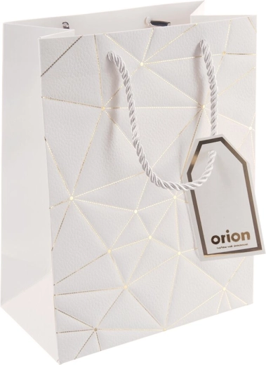 Bolsa de regalo de papel con rejilla blanca 18 × 10 × 23 cm