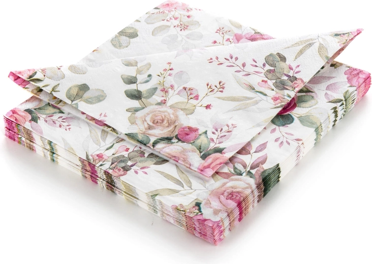 Servilletas de papel con rosas Pink Rose 33 × 33 cm, 3 capas, 20 uds.