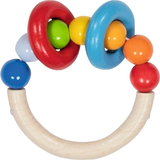 Aro sensorial de madera semicircular con cuentas y 2 aros - 1 pieza