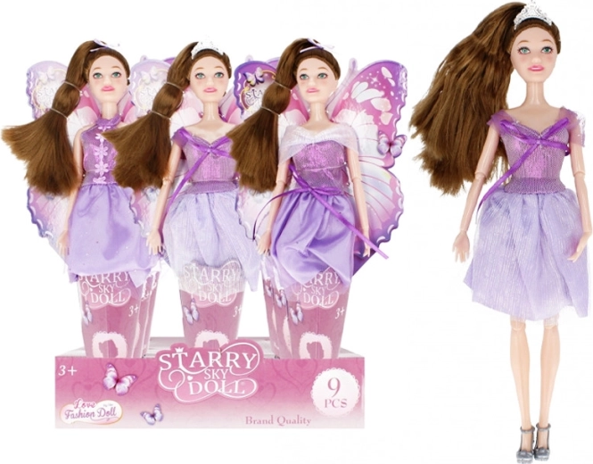 Muñeca con vestido morado 29 cm