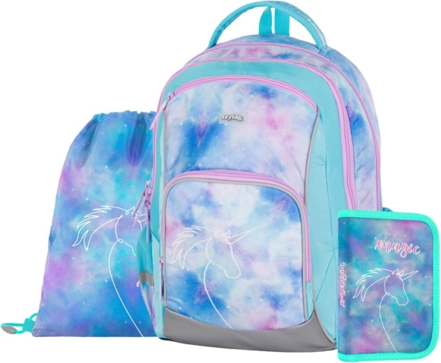 Set escolar de 3 piezas OXY GO Unicorn: mochila, bolsa y estuche