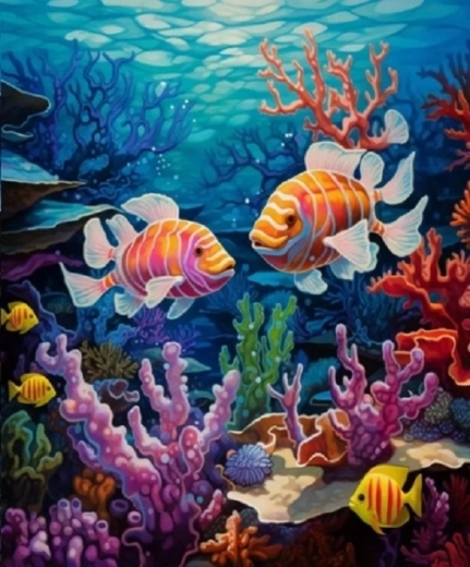 Norimpex pintura con diamantes Arrecife de coral con pececitos 30 × 40 cm