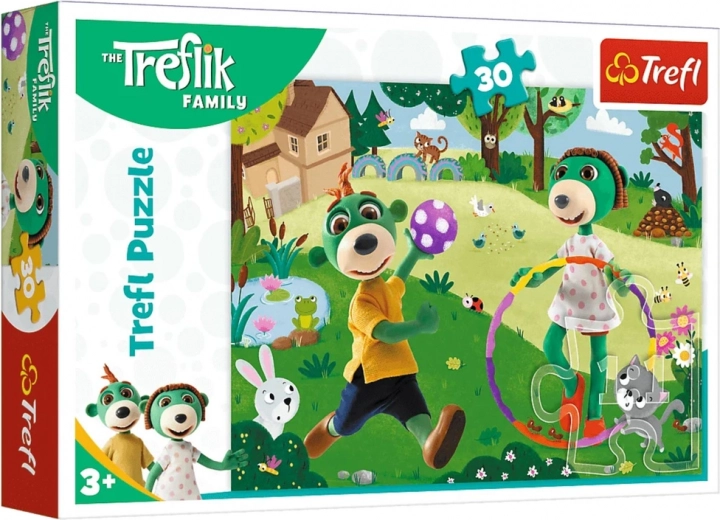 Puzzle de 30 piezas – Familia Treflik: Día activo