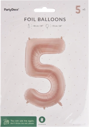 Globo de foil número 5 beige 72 cm