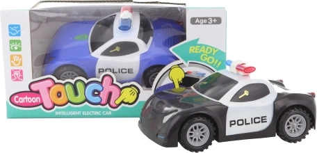 Coche de policía de plástico a pilas con sonido en caja - 1 pieza