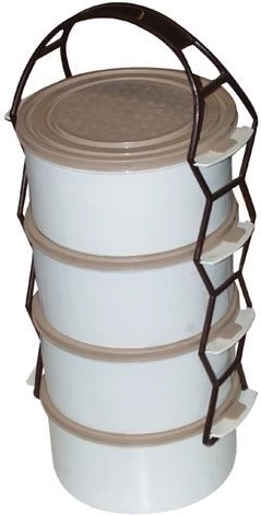 Portaviandas de plástico 4× 1,0 l con asa de unión