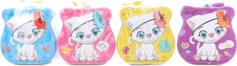 Hucha metálica con motivo de gatito con cerradura