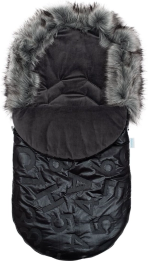 Saco de invierno de lujo New Baby con piel sintética, negro