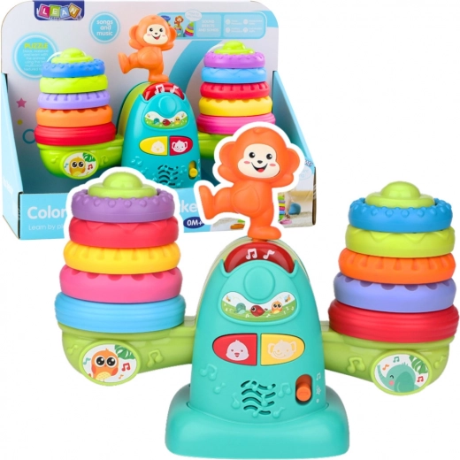 Balanza educativa interactiva para niños pequeños con sonidos, melodías y anillos de colores – Leoncito