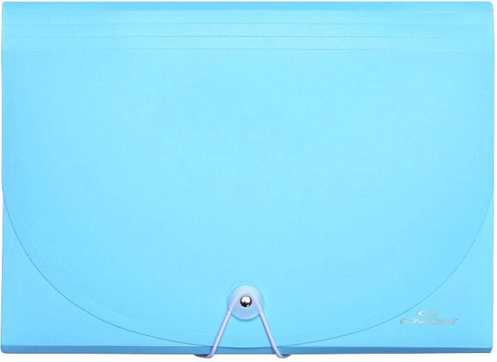 Carpeta para documentos con goma A4, 7 bolsillos, azul pastel