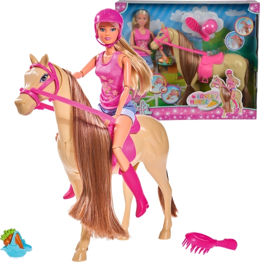 Muñeca ecuestre Steffi Love con caballo y accesorios