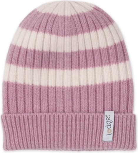 Gorro de punto de merino Lodger Stripe Mauve (6–12 meses)
