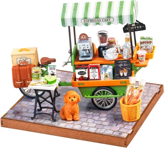 RoboTime maqueta de madera 3D – carrito de café