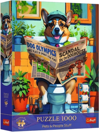 Puzzle 1000 Premium Plus – corgi en el inodoro