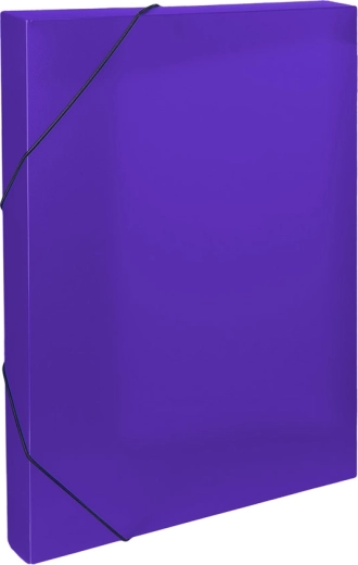 Caja archivadora de plástico A4 con goma elástica, morada
