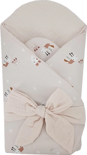 Arrullo EKO de muselina con inserto de coco extraíble Bees, beige 75 × 75 cm