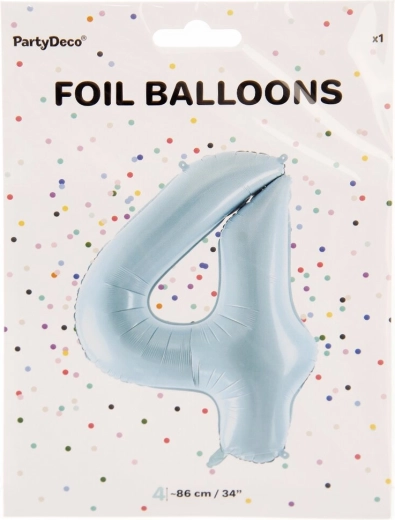 Globo de foil número 4 azul 86 cm