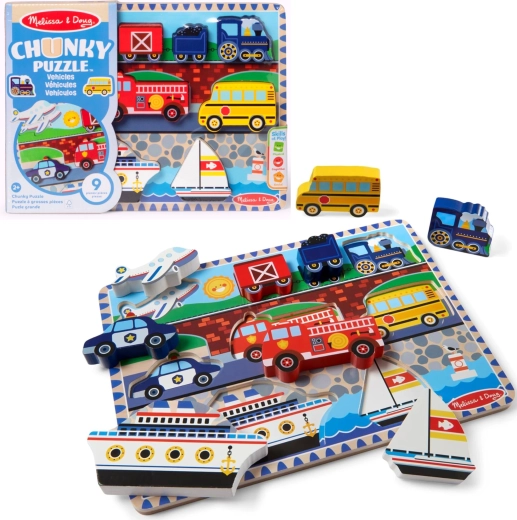 Puzzle de madera encajable de vehículos Melissa & Doug