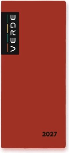 Agenda VERDE mensual 2027 color ladrillo en funda de PVC