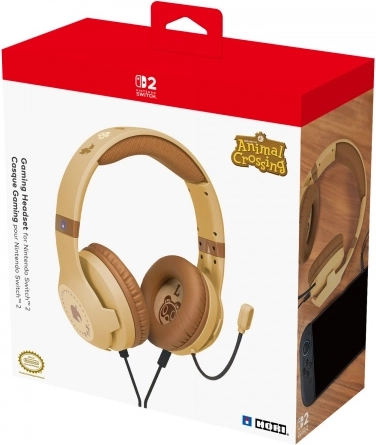 Auriculares gaming HORI para Nintendo Switch 2 Animal Crossing Wood Brown