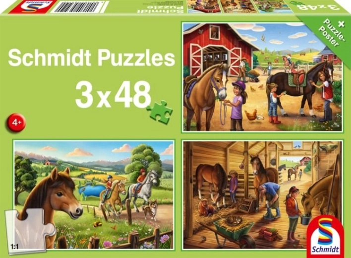 Puzle SCHMIDT mis ponis favoritos 3×48 piezas