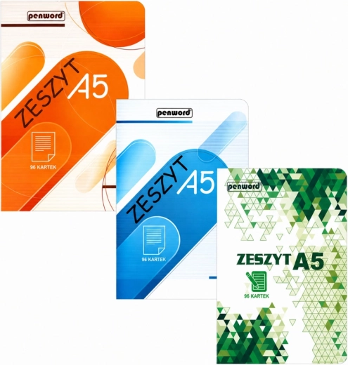 Cuaderno escolar A5, cuadriculado, 96 hojas, mezcla de diseños Penword - 1 unidad
