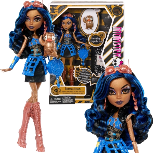 Muñeca Monster High Robecca Steam 26 cm Creeproduction con accesorios y mascota Captain Penny