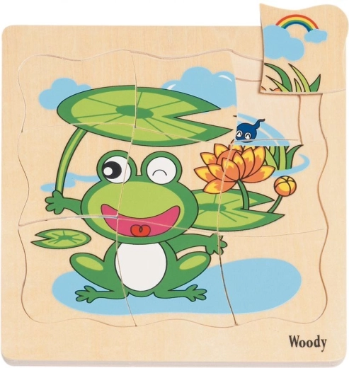 Puzle de madera por capas Desarrollo de la rana