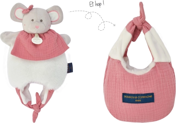 Doudou ratoncita 3 en 1 en bolsa para bebés, 30 cm