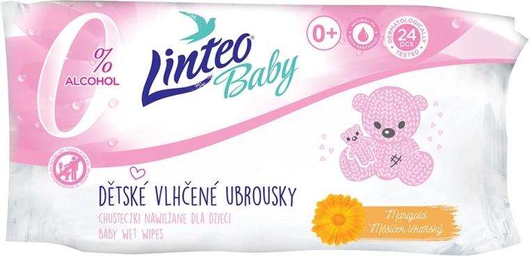 Toallitas húmedas infantiles con caléndula LINTEO Baby 24 uds