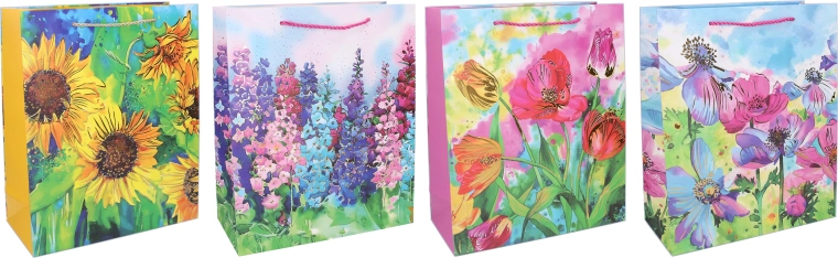 Bolsa de regalo L 31 × 42 × 12 cm – motivo floral, mix de variantes