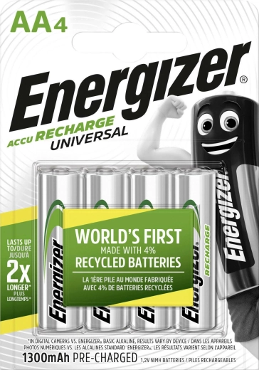 Pilas recargables Energizer AA 1300 mAh, 4 uds