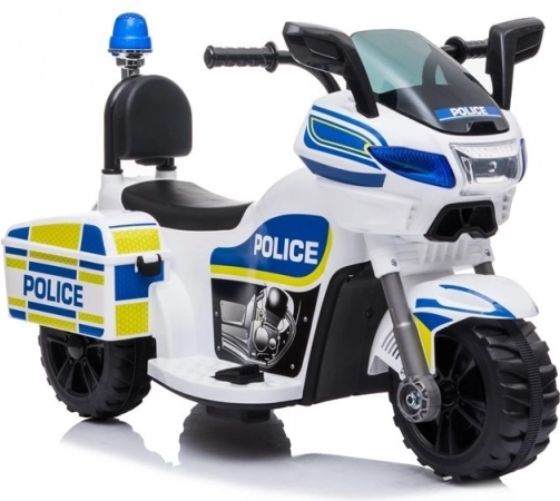 Motocicleta eléctrica policial infantil a batería blanca