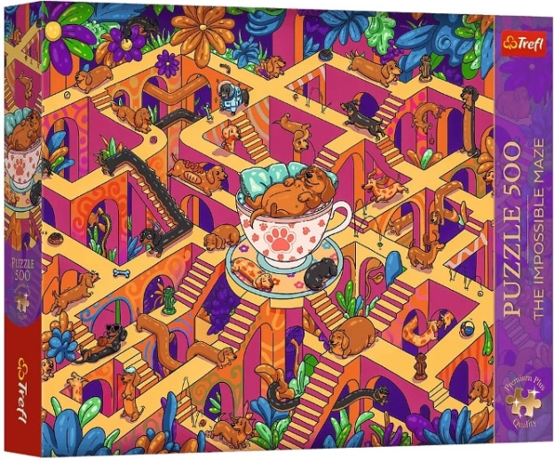 Puzzle Premium Plus 500 El laberinto imposible: Wesołe jamniki