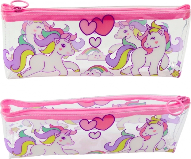Estuche transparente para niña con unicornios