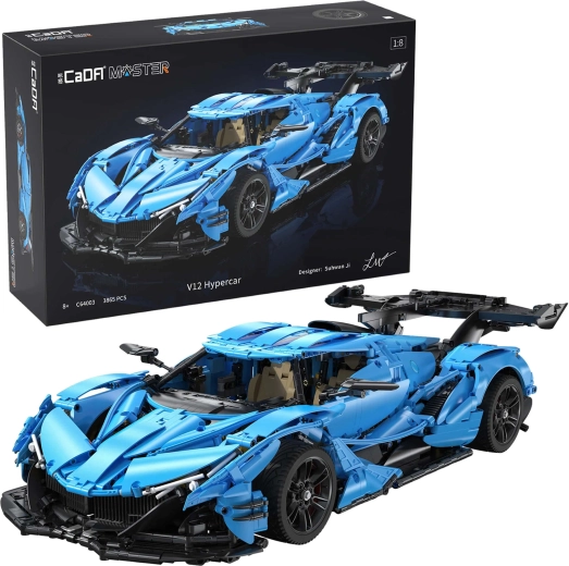 Kit de construcción CADA Master Hypercar V12 azul 1:8 (3865 piezas)