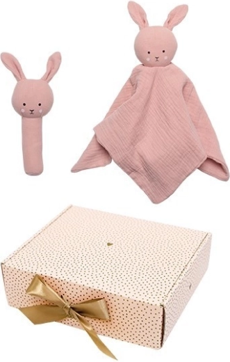 Jabadabado set de regalo para bebé con dudú y sonajero Bunny pink