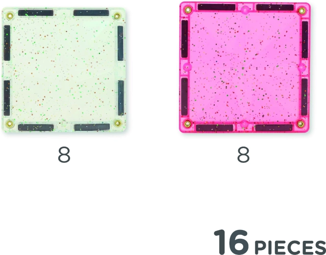 Cleverclixx baldosas magnéticas con purpurina transparentes rosas, 16 uds