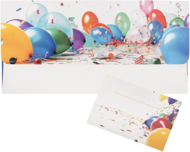 Sobre de papel con motivo de globos con tarjeta incluida