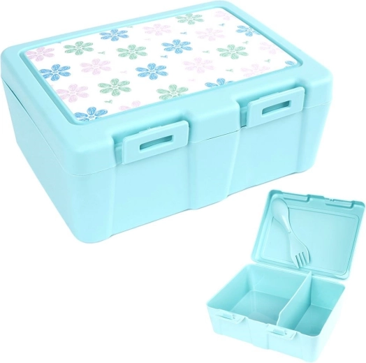 Caja de desayuno con 2 compartimentos y spork 1 l