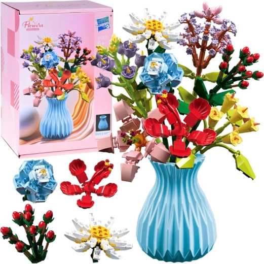 Set de construcción de ramo de flores silvestres en un jarrón – 8 modelos