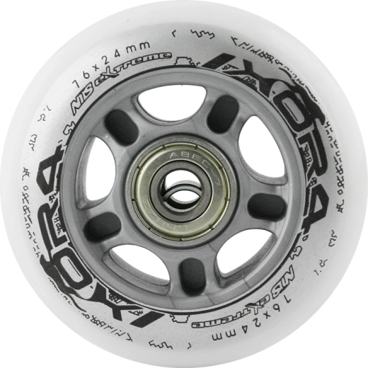 Juego de ruedas blancas de PU 76 × 24 mm con rodamientos ABEC 7 NILS EXTREME