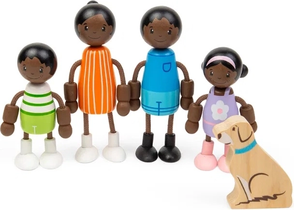Tidlo muñecas de madera para casa de muñecas – familia africana