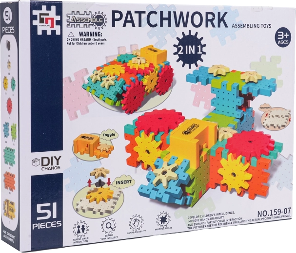 Kit de construcción educativo creativo STEAM con engranajes, 51 piezas