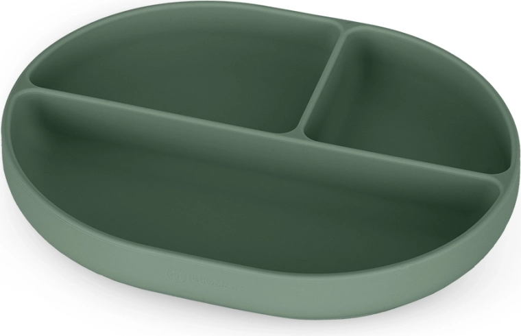 Plato ovalado de silicona con divisiones y ventosa Petite&Mars Take&Match misty green